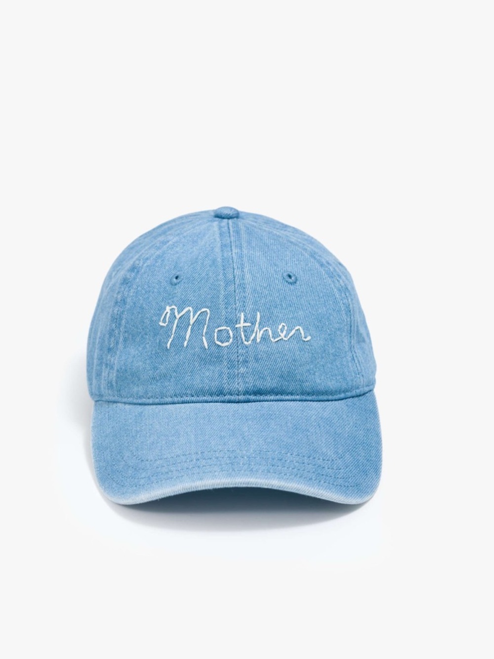 MOTHER Light Blue Embroidered Denim-Style Baseball Cap